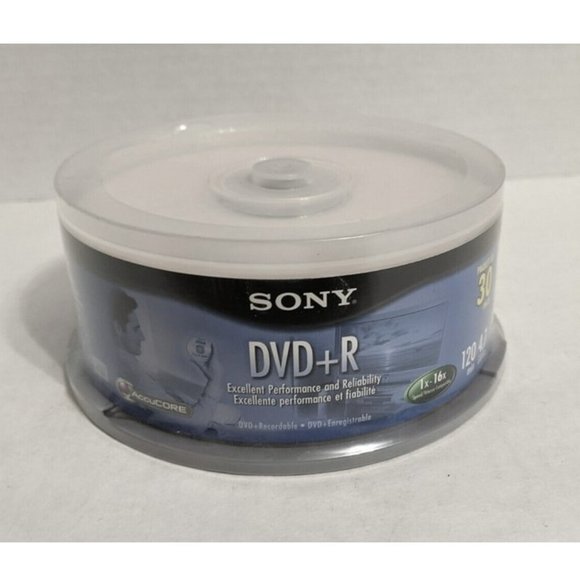 SONY DVD+R NEW SEALED 30-Pack Spindle Blank Media 4.7GB - 120 min - Picture 1 of 6